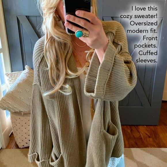 Boho Cardigan Sweater Taupe - Picture 2 of 9